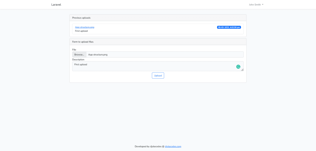 Uploaded document with React and Laravel