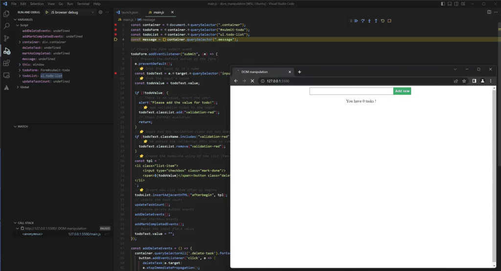 Debugger running in VSCode